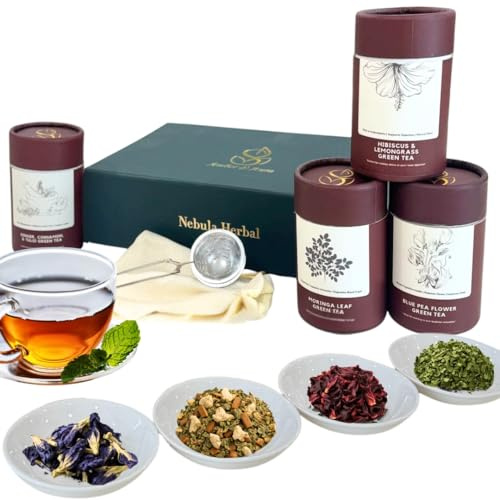 Premium Herbal Tea gift boxes- Aurora, Amber and Aura- Loose leaf tea boxes with infuser (Amber and Aura)