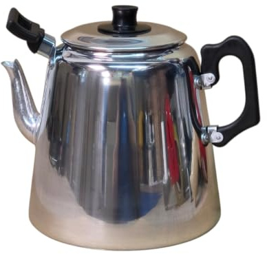 MTK Traditional Cafe Style Polished Aluminium Catering Teapot - 8 Pint 4.5ltr UK Made