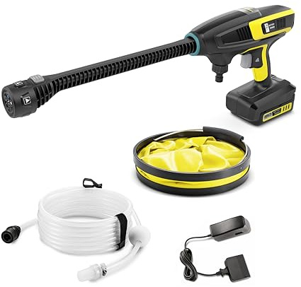Kärcher 18 V Akku-Druckreiniger KHB 6 Plus Battery Set MJ, inkl. Akku und Schnellladegerät, Druck: 24 bar, 5-in-1 Multi Jet, Gartenschlauchanschluss A3/4, Faltbarer Wassertank, Gewicht: 1,3kg