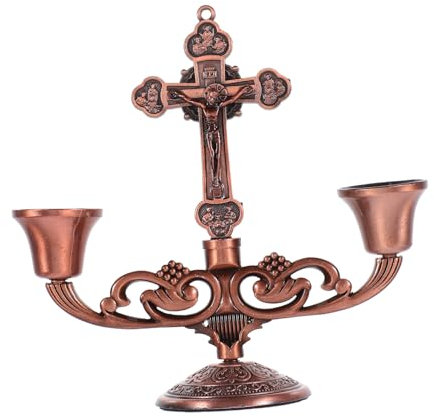 HOOTNEE Portacandele in Metallo Vintage Candelabro A 2 Bracci Centrotavola Religioso Per Natale Matrimonio Festa Eventi Formali Arredamento Casa