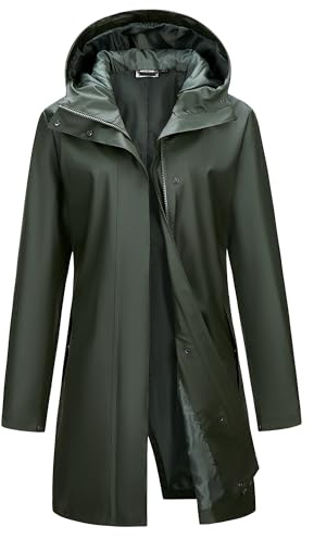 Outdoor Ventures Women's PU Waterproof Raincoat Long Hooded Rain Jacket