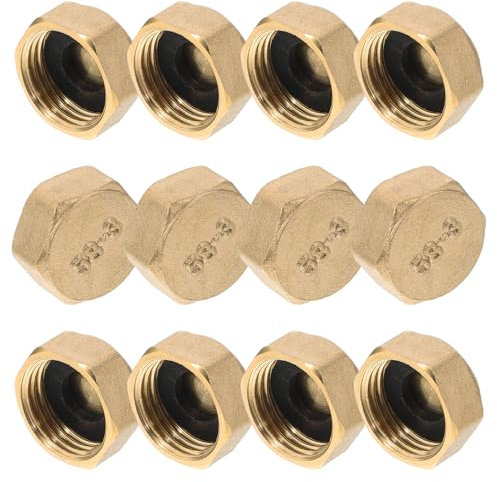 OSOLADY 12pcs Brass Blanking Plugs Thread Blanking Plugs Water Pipe Sealing Cap Gaskets for Water Pipe Radiator Distributor