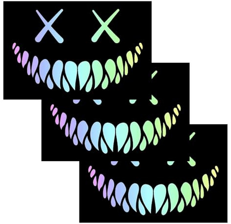 Valicaer Lot de 6 autocollants réfléchissants pour Halloween - Smile démon - Pour casque de voiture et de moto - Pour vitre arrière et boîte aux lettres - Décoration d'Halloween - Décoration de la