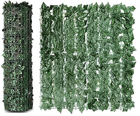 Haie artificielle verte – Treillage de jardin pour jardin, protection UV et soleil, clôture extérieure de 2 x 5 m, idéale pour un mur de fond d'intimité