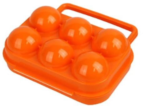 Folpus Huevera Portátil para Acampar, Contenedor para 6 Huevos de Picnic, Caja de Almacenamiento para El Hogar, Senderismo, Mochileros, Caravanas, Naranja, Individual