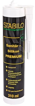 Premium-Silikon transparent 310ml | Silikon zum Abdichten & Verfugen im Sanitär- und Küchenbereich, Kartusche für zahlreiche Anwendungen und Baustoffe geeignet, Langzeitschutz