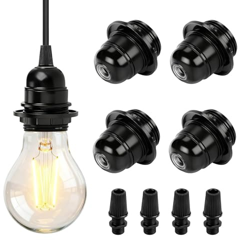 4 Piezas E27 Portalámparas de Rosca Exterior Adaptador, 250V 4A Casquillo Bombilla E27, Portalámparas de Repuesto para Lámparas de Mesa, Pie o Techo ﻿