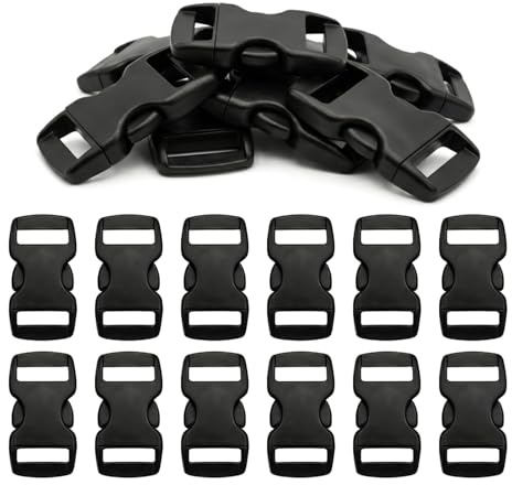 FWYDRJZC 50 PCS Paracord Bracelet Clips 3/8 Inch Black Side Release Buckles Plastic Clips Paracord Bracelets for Backpacks Helmets Anti-slip Belts Luggage Dog Collars and Buckles Etc
