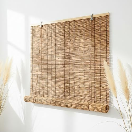 Bamboo Blinds Natural Reed Roll Up Outdoor 50 60 80 90 100 120 135 150cm Wide - Garden Screening for Patio Door Blinds, Sunshade as Bamboo Fence Screening(W85cm x H185cm)