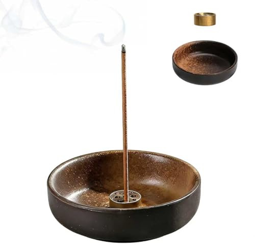Keramik Räucherstäbchenhalter, 9cm neun Löchern Messingfarbe Räuchergefäß | Keramik, Räucherstäbchen Halter für Stäbchen Kegel Räucherkerzen und Räucherkegel