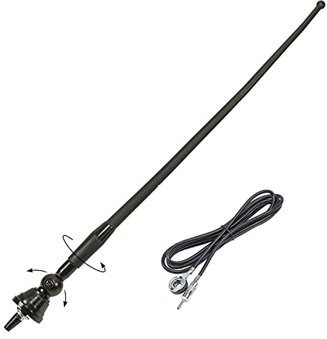 tomzz Audio 1000-001 Hochflexible Universal Gummi Antenne AM/FM UKW ca. 1,3m Kabel DIN Stecker Auto Boot Traktor Outdoor