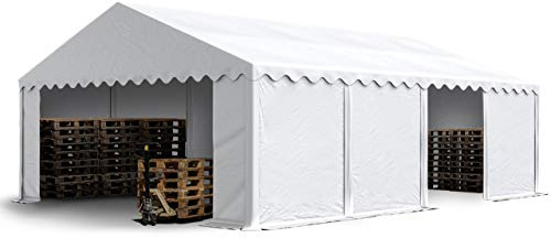 TOOLPORT Tendone deposito 5x8 m PVC 700 N bianco impermeabile tenda capannone tenda di stoccaggio
