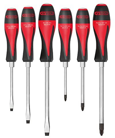KS Tools 922.6120 Ultimatemax Boîte de 6 Tournevis 3,5 à 8 mm PZ1 à PZ3 | Boîte de 6 tournevis ULTIMATEmax à lame traversante, 5,5 à 8 mm - PZ1 à PZ3, chrome vanadium