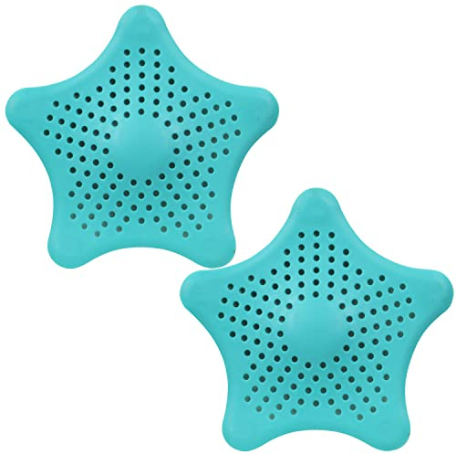 TRIXES 2 Stück Blaue Abflusssiebe aus Silikon für Waschbecken Bad etc.