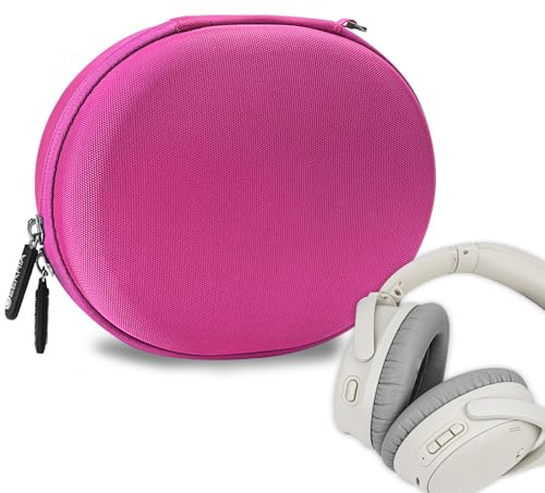Geekria NOVA Headphone Case for Foldable Over-Ear Headphones, Replacement Hard Shell Travel Carrying Bag with Cable Storage Compatible with Jabra, Sennheiser Headsets (Dark Pink)