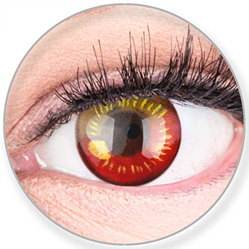 Funnylens Farbige Kontaktlinsen Rot Anime Red Circle Lenses Heroes Of Cosplay Stark Deckend Ohne Stärke mit gratis Linsenbehälter