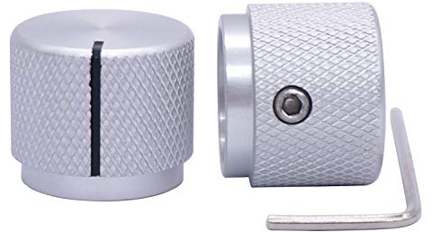 Taiss/2 Stück Silberfarbenes Aluminium Dreh-Potentiometer Knopf für 6 mm Durchmesser Schaft, Lautstärkeregler, Audioknopf, Gitarrenknopf, Schalter, 20 mm Durchmesser Höhe: 17 mm