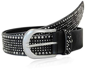 irisaa Damen Gürtel Breiter Nietengürtel im Vintage-Look, Jeansgürtel, Damen Taillengürtel 2020:Schwarz, Normale Gürtel Größe 80-105:90 CM