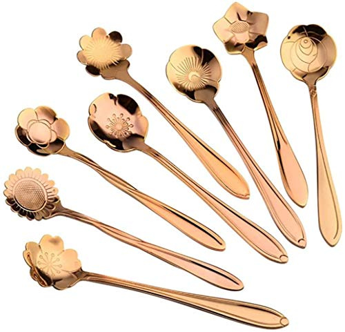 8 Pcs Fleur Cuillère Ensemble En Acier Inoxydable Café Dessert Mélange Cuillère KItchen Fournitures