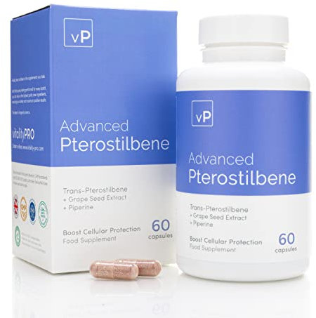 vP Vitality Pro Advanced Pterostilbene 60 Capsules - Over 98% Purity Third Party Tested - Trans-Pterostilbene Supplement - Vitality Pro