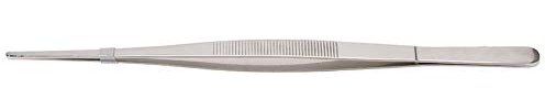 Fdit Pinzette da Cucina in Acciaio Inossidabile Pinze per Alimenti Lunghi Pinzette da Cucina diritte con Punta dentellata per Uso Domestico(Argento)