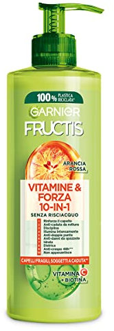 Garnier Fructis Vitamine&Forza, Trattamento Senza Risciacquo 10in1 Fortificante per Capelli Fragili e Soggetti a Rottura, per Capelli 10 Volte più Forti, 400 ml