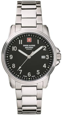 Swiss Alpine Military Herren Uhr Analog Quarz 7011.1 Edelstahl
