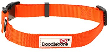 Doodlebone – Dog Collar – Adjustable Strong Collar with Secure D Ring, Strength Tested Components & Machine Washable Design for Everyday Walkies – Size 3-6, 30-50cm - Tangerine