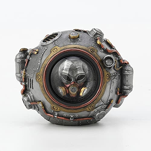 Veronese Design Alien Steampunk-Skulptur, 9,5 cm hoch, aus Kaltguss, Zinn-Finish
