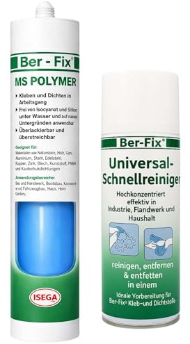 Ber-Fix MS Polymer Blau Pool 290ml + Universalreiniger | MS Polymerkleber Blau Pool Unterwasser 290ml mit Universalreiniger: elastischer Kleb- und Dichtstoff