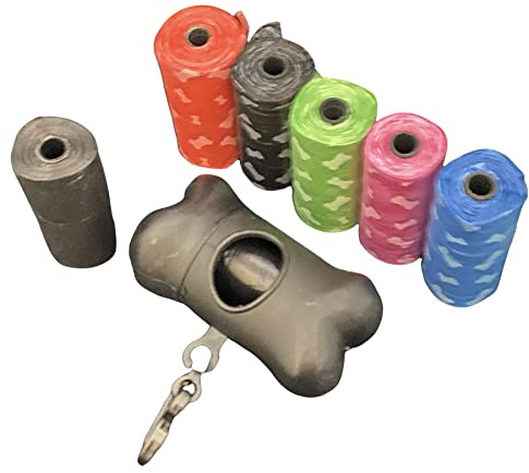 Dog Needs Bags with Dispenser and Leash Clips, Pack of 105 Dog Hygiene Bags with Dispenser and Clips, Dog Dejection Bags (Black)