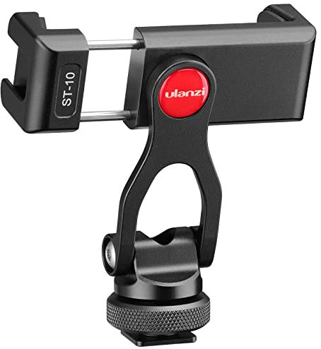 Camera Phone Mount Tripod Holder - ULANZI ST-10 Metal Dual Cold Shoe Smartphone Vlog Holder DSLR Hot Shoe Phone Mount for iPhone Cell Phone Vlog Photograph