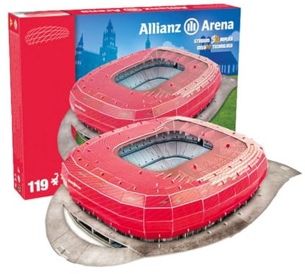 Habarri ALLIANZ ARENA - Komplettset 3D Puzzle Stadion - 3D Fußballstadion für Kinder und Erwachsene - Fußballstadion Modell - Vereinsmodell - 119 Elemente