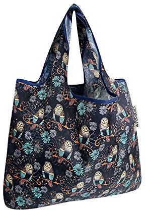 allydrew Kleine faltbare Einkaufstasche, Nylon, wiederverwendbar, Deko-Eulen