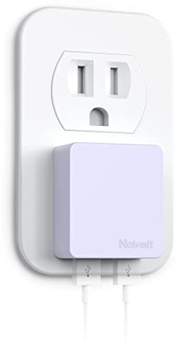 Nekmit Flat USB Wall Charger, Dual Port Slim USB Wall Charger with Smart IC for iPhone 14/14 Pro/14 Pro Max/13/13 Pro/13 Pro Max/12/12 mini/12 Pro, Galaxy, Pixel, iPad Pro, AirPods and More, Purple