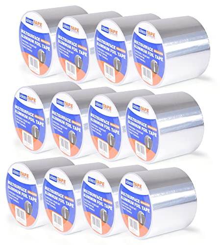 ADHES Aluminium Folienband hitzebeständiges klebeband metallklebeband silber, Hält 80 °C bis 100 °C stand, 4inch x 55yard (100mm x 50m),12rolle
