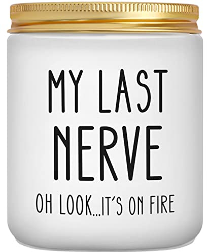 Gifts for Women, Birthday Gifts for Women Friend, Funny Christmas Stocking Stuffers Secret Santa Gift for Sister, Friends, Adults, Woman, Her - My Last Nerve Candle