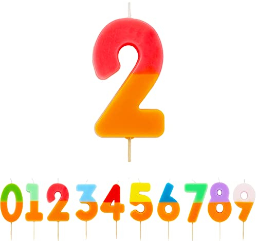 Talking Tables Vela con el número 2 naranja y rosa para tartas | Decoración para tartas de cumpleaños para fiestas infantiles, niños, niñas, 2ª, 21ª fiesta, aniversario, hito