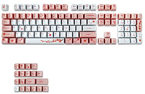 wiianoxd 123 tangenter PBT-tangentkåpor full uppsättning tangenter för mekaniska tangentbord PBT-färgsublimering körsbärsblomma knappsats