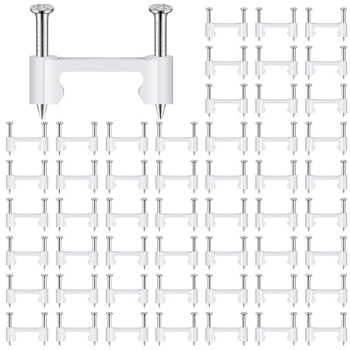 Barydat 500 Cable Clips 2 Steel Nails Polyethylene Electrical Wire Staples Electrical Wire Staples for Securing NM Non Metallic Cable to Wall Ceiling Floor Cement, White (1/2 Inch)
