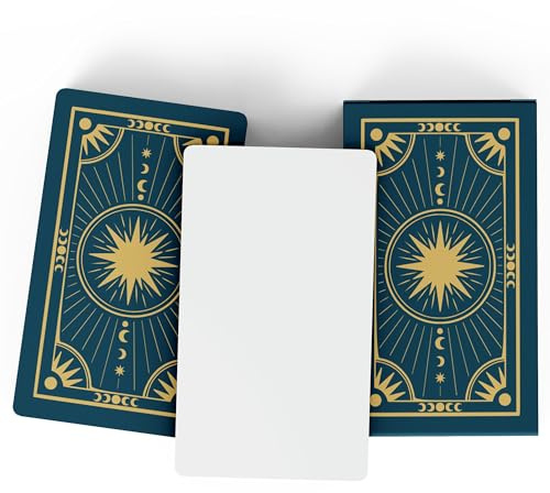 Metaphoracle Crea tus propias cartas de oráculo, cartas de tarot en blanco, baraja de 80 cartas de oráculo en blanco con diseño de lámina dorada celestial, tamaño estándar de tarjeta de tarot de 4.75