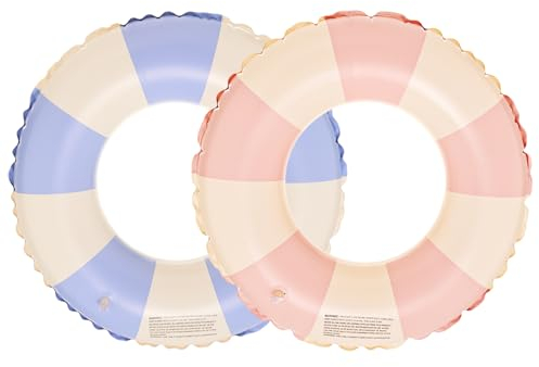 2PCS Stries Bouee Piscine Adulte, 100cm Bouée Piscine Anneau de Natation, Jouet Piscine Bouée Gonflable, Durable Bouées et Matelas Gonflables, Jeux Piscine,Bouée d'été Eau Jouet Adultes et Enfants