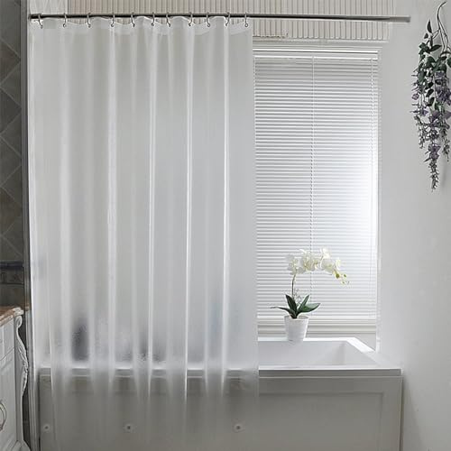 Tenda da Doccia PEVA 180x180cm, Tenda da Bagno Resistente alla Muffa, Impermeabile, Pesante, in Plastica Traslucida Smerigliata con 12 Ganci per Stanza Umida, Bagno, Box Doccia, Vasca da Bagno