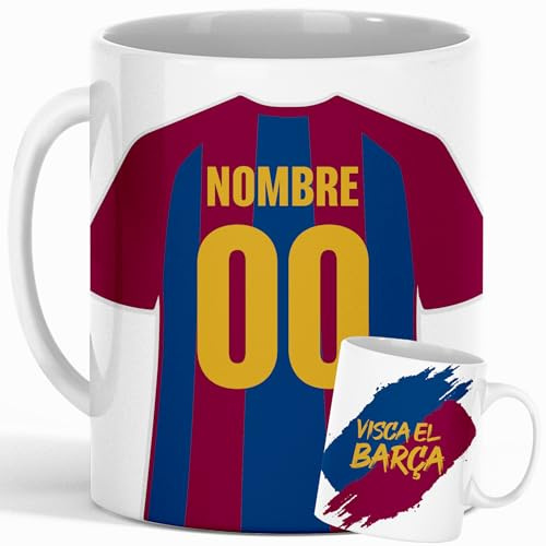 Genérico Taza personalizada fútbol Barcelona con nombre y número, regalo fan