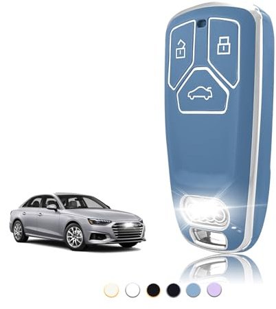 TOOMUME Schlüsselhülle TPU, Autoschlüssel Hülle Passt für Audi A4 S4 RS4 B9 A5 S5 RS5 F5 A3 A6 A7 A8 A4L A6L Q2 Q3 Q5 Q7 SQ5 SQ7 S7 R8 4M D5 TT TTS, Schlüsselcover Schutz Schlüsselgehäuse - Smart Key