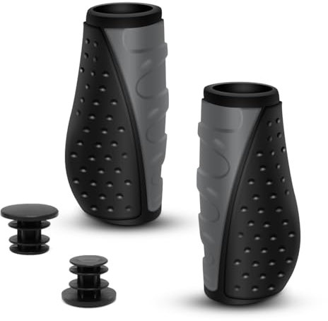REETEE Manopole MTB Antiscivolo Gomma Manopole Bici Ergonomici Impugnature per Bicicletta, Manici Manubrio Bici per 22mm Universale Impugnature per Manubrio Bici (grigio(90mm+90mm))