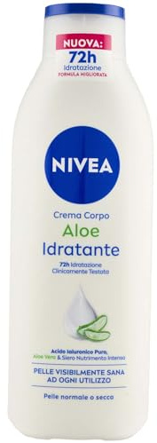 NIVEA Feuchtigkeitsspendende Aloe Körpercreme 250 ml, 72h Feuchtigkeitscreme angereichert mit reiner Hyaluronsäure, Aloe Vera und intensiv pflegendem Serum, feuchtigkeitsspendende Körpercreme für
