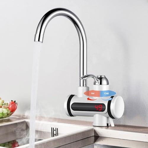 Robinet D'eau Chaude éLectrique, Robinet D'eau Chaude Instantanée éLectrique 220 V Avec Affichage NuméRique LED, Chauffe-Eau de Robinet de Salle de Bain de Cuisine à Chauffage Rapide