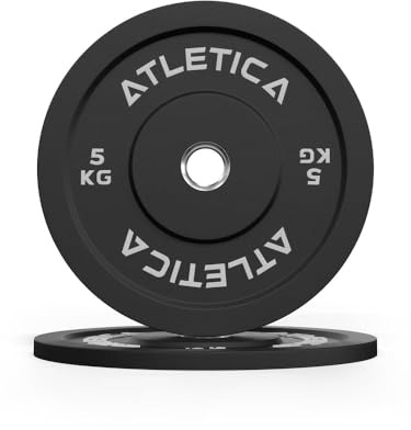 ATLETICA Bumper Plates Paar, Ø 50 mm | Vollgummi-Ummantelung, Geräusch- und stoßdämpfend, Härtetyp 90, Edelstahlring