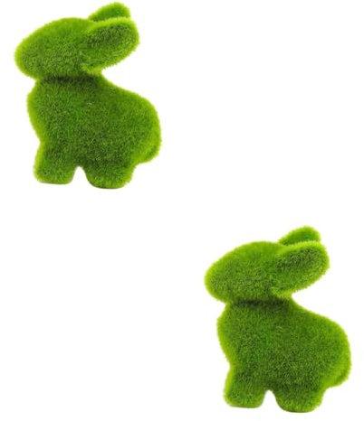 HANABASS 2St künstliches Moos Beflockte Gartenfigur künstliche Moosfelsen Tierstatue aus Moos Ostergras Mooskugeln dekorieren Rasen Pflanzenterrarium Simulationstiere gefälschte Tiere